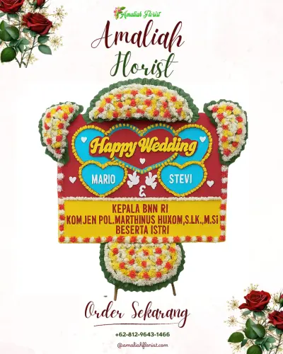 Karangan Papan Bunga Pernikahan di Tukdana